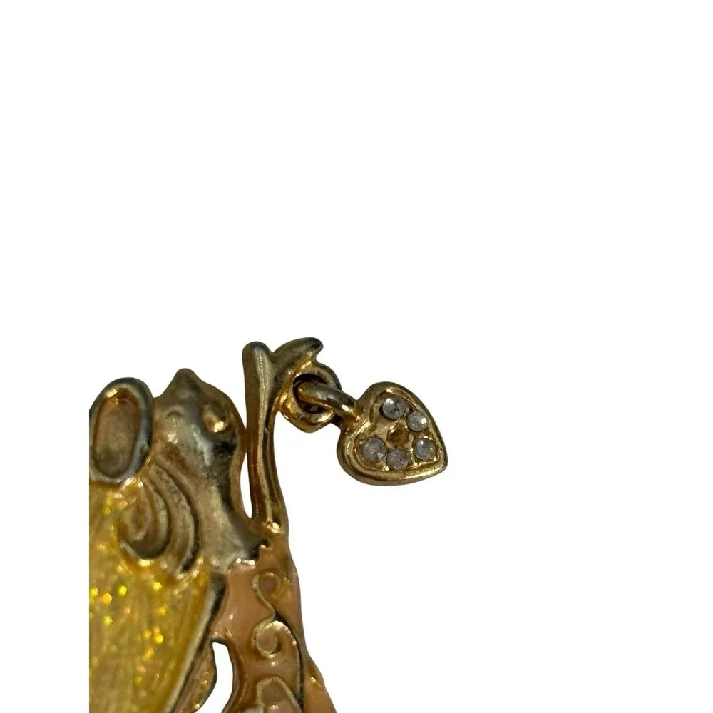 Vintage Gold Tone AAI Pink Enamel Dress Halo Angel Guardian Girl Brooch Pin‎
